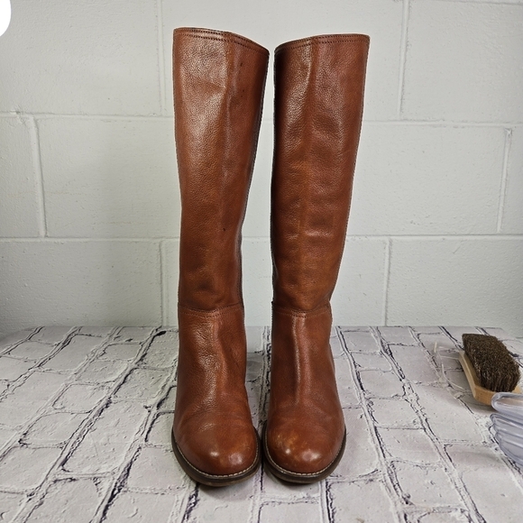 Madewell Sidney brown tall leather low heel equestrian riding boots - Picture 10 of 11